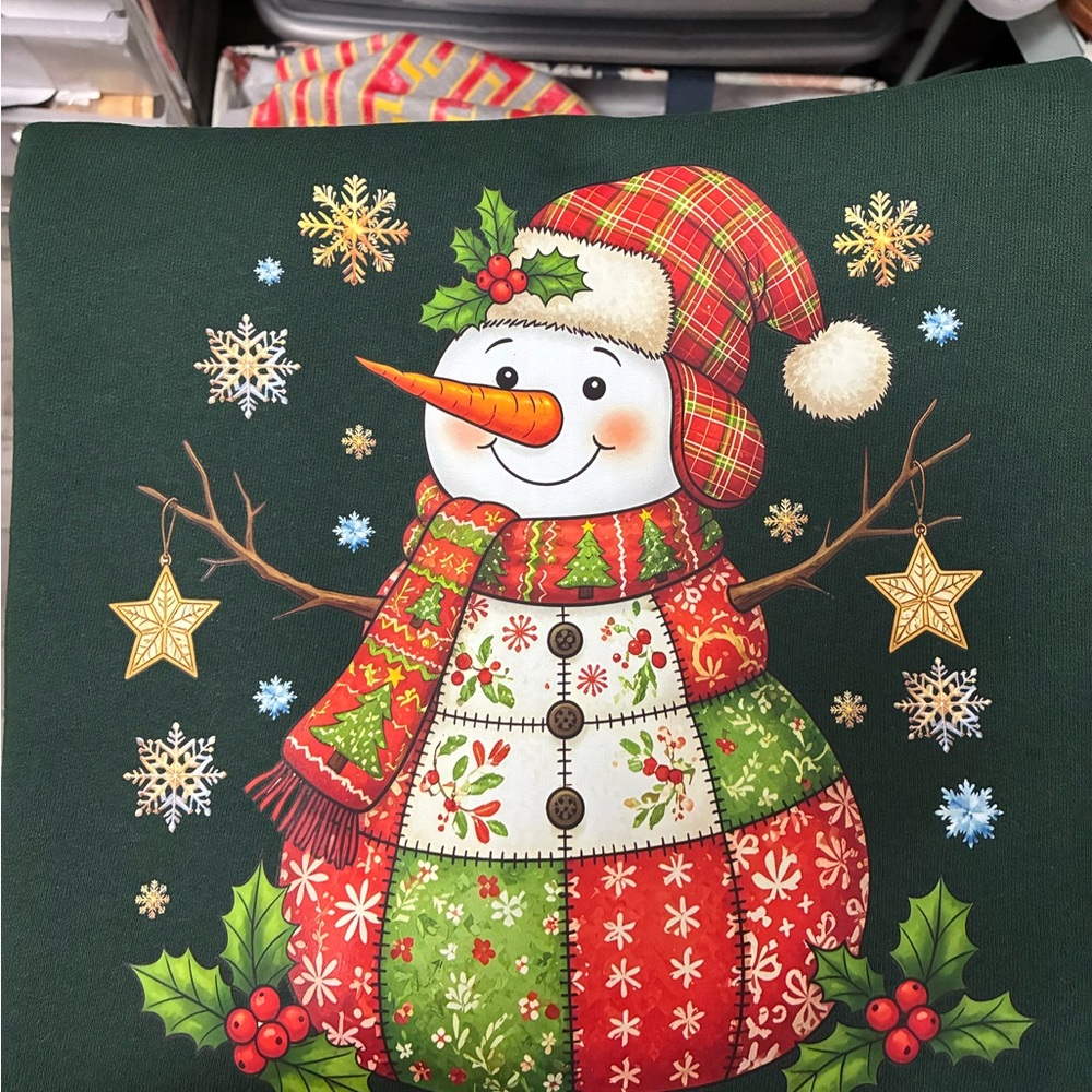Holiday Snowman sweatshirt dark green